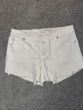 LC Lauren Conrad White Lace-Trim Jean Shorts